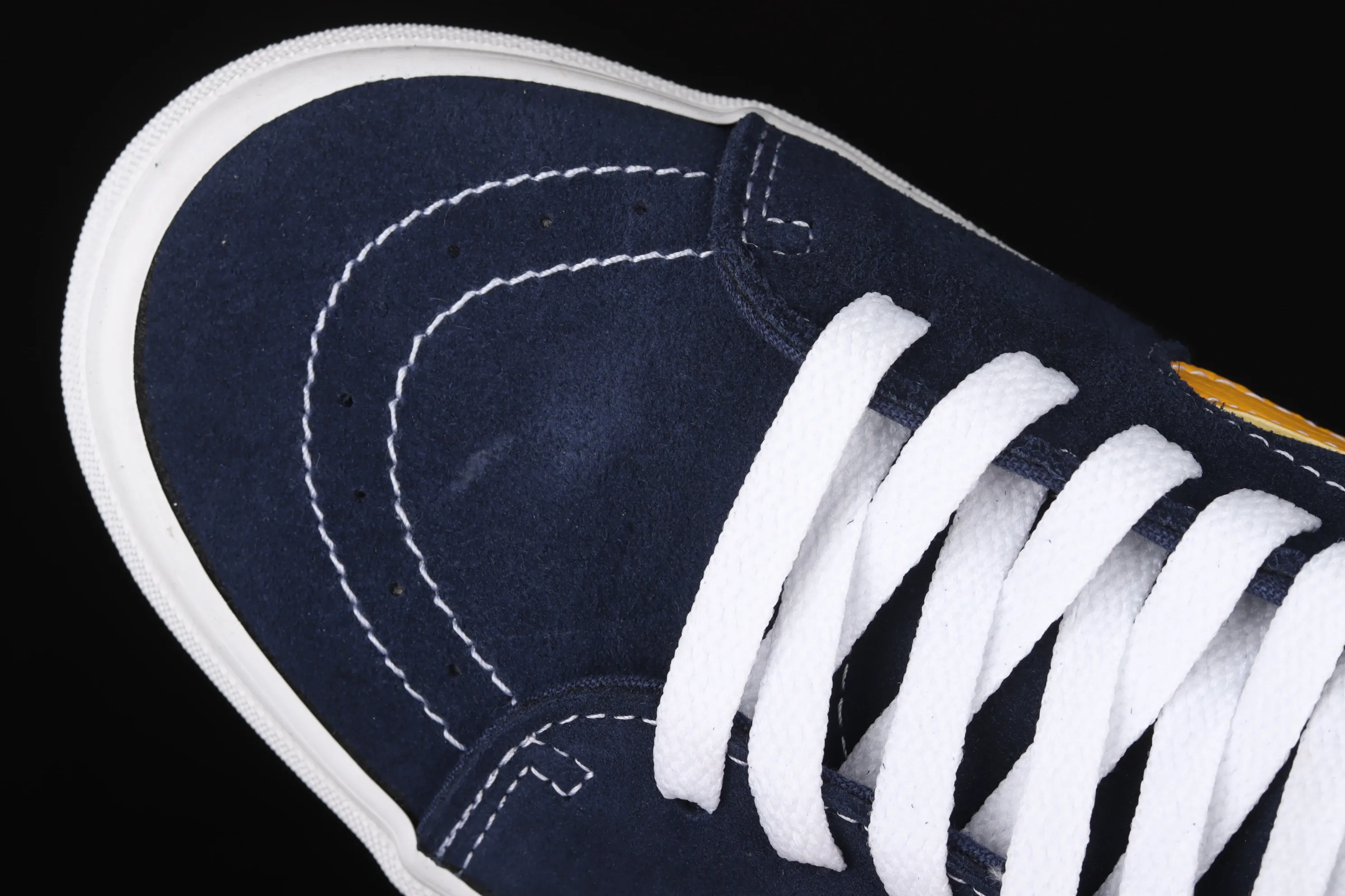 All categories Vans Vans series Vans Mid Vans China Vans Sk8-Mid blue and yellow contrast stitching mid-top retro classic canvas skateboard shoes VN0A3WM34PL